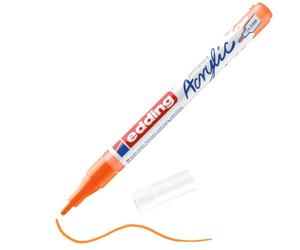 Edding 5300 Marqueur acrylique fin - orange fluorescent - 1 feutre acrylique imperméable - pointe ronde 1-2mm- peinture acrylique pour peindre sur la toile, le papier kraft, le bois et la pierre