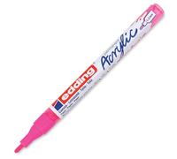 Edding 5300 Marqueur acrylique fin - rose fluorescent - 1 feutre acrylique imperméable - pointe fine 1-2 mm- peinture acrylique pour peindre sur la toile, le papier kraft, le bois et la pierre