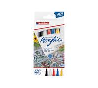 edding 5300 Marqueurs acryliques fins - set de 5 crayons multicolores - pointe fine 1-2 mm - crayons acryliques pour peindre sur toile, papier d'art, bois, pierre - Germany