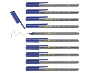 edding 55 Feutre fin - Bleu - 10 stylos - Pointe,3 mm - Feutre de couleur pour écrire, dessiner, souligner, illustrer - pour enfants et adultes, pour l'école et le bureau à domicile ou en entreprise