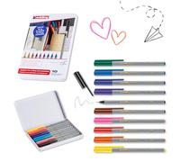 Edding 55 feutre fin - Étui de 10 couleurs - pointe,3 mm-Feutre de couleur pour écrire, dessiner, illustrer-enfants et adultes, pour l'école et le bureau à domicile ou en entreprise