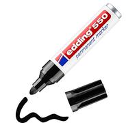 edding 550 Marqueur permanent - noir - 1 stylo - pointe ronde 3-4 mm - sèche vite, résiste à l'eau et aux frottements - pour carton, plastique, bois, métal, verre