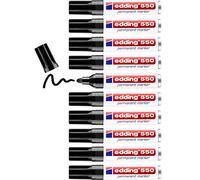 edding 550 Marqueur permanent - noir - 10 stylos - pointe ronde 3-4 mm - sèche vite, résiste à l'eau et aux frottements - pour carton, plastique, bois, métal, verre