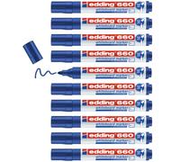 edding 660 Marqueur pour tableaux blancs - bleu - 10 stylos - pointe ronde 1,5-3 mm - feutre effaçable - pour tableaux blanc, magnétique, mémo et chevalet de conférence - sketchnotes - rechargeable