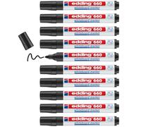 edding 660 Marqueur pour tableaux blancs - noir - 10 stylos - pointe ronde 1,5-3 mm - feutre effaçable - pour tableaux blanc, magnétique, mémo et chevalet de conférence - sketchnotes - rechargeable