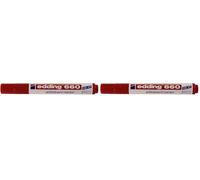 Edding 660 Marqueur pour tableaux blancs - rouge - 1 stylo - pointe ronde 1,5-3 mm - feutre effaçable - pour tableaux blanc, magnétique, mémo et chevalet de conférence - sketchnotes - rechargeable