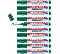 edding 660 Marqueur pour tableaux blancs - vert - 10 stylos - pointe ronde 1,5-3 mm - feutre effaçable - pour tableaux blanc, magnétique, mémo et chevalet de conférence - sketchnotes - rechargeable