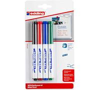 edding 661 Marqueur pour tableaux blancs - multicolore - 4 stylos - pointe ronde 1-2 mm - feutre effaçable - pour tableaux blanc, magnétique, mémo - sketchnotes