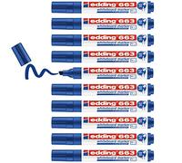 edding 663 Marqueur pour tableaux blancs - bleu - 10 stylos - pointe biseautée 1-5 mm - feutre effaçable - pour tableaux, blanc, magnétique, mémo et chevalet de conférence - sketchnotes - rechargeable
