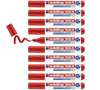 edding 663 Marqueur pour tableaux blancs - rouge - 10 stylos - pointe biseautée 1-5mm - feutre effaçable - pour tableaux, blanc, magnétique, mémo et chevalet de conférence - sketchnotes - rechargeable