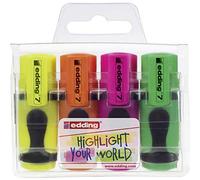 edding Mini-surligneur 7 – couleurs néon, pointe biseautée 1-3 mm – étui de 4