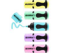 edding Surligneur 7 Mini - 5 tons pastel (jaune/orange/rose/bleu/vert) - pointe biseautée 1-3 mm