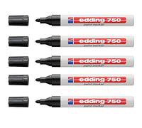 Edding 750 Lot de 5 marqueurs de peinture ronds Noir 2-4 mm