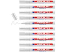 edding 750 marqueur peinture - blanc - 10 stylos - pointe ronde 2-4 mm - marqueur de peinture pour l'étiquetage du métal, verre, roche ou du plastique - résistant à la chaleur, permanent et étanche