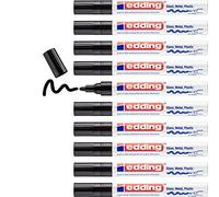 edding 750 Marqueur peinture brilliante - noir - 10 feutres peinture brillante - pointe ronde 2-4mm - pour dessin, coloriage, scrapbooking - étanche, très opaque
