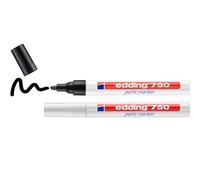 edding 750 Marqueur peinture - noir blanc - 2 stylos - pointe ronde 2-4mm - marqueur de peinture pour l'étiquetage du métal, verre, roche ou du plastique - résistant à la chaleur, permanent et étanche