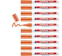 edding 750 marqueur peinture - orange - 10 stylos - pointe ronde 2-4 mm - marqueur de peinture pour l'étiquetage du métal, verre, roche ou du plastique - résistant à la chaleur, permanent et étanche