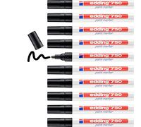 edding 750 marqueur peinture - noir - 10 stylos - pointe ronde 2-4 mm - marqueur de peinture pour l'étiquetage du métal, verre, roche ou du plastique - résistant à la chaleur, permanent et étanche