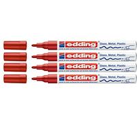 Edding 751 Lot de 4 marqueurs de peinture Pointe M Rouge