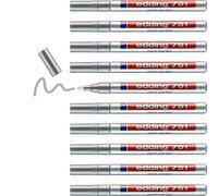 edding 751 marquer peinture - argent - 10 stylos - pointe ronde 1-2mm - pour dessin, coloriage, scrapbooking - étanche, très opaque