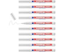 edding 751 marquer peinture - blanc - 10 stylos - pointe ronde 1-2mm - pour dessin, coloriage, scrapbooking - étanche, très opaque