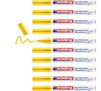 edding 751 marquer peinture brillante - jaune - 10 feutres peinture brillante - pointe ronde 1-2mm - pour dessin, coloriage, scrapbooking - étanche, très opaque