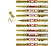 edding 751 marquer peinture brillante - or - 10 feutres peinture brillante - pointe ronde 1-2mm - pour dessin, coloriage, scrapbooking - étanche, très opaque