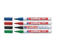 Edding 751 Marqueur de peinture Pointe M, 4er Pack, coleurs assorties, 1