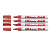 Edding 751 Marqueur de peinture Pointe M, 4er Pack, rouge, 1