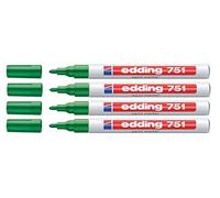 Edding 751 Marqueur de peinture Pointe M, 4er Pack, vert, 1