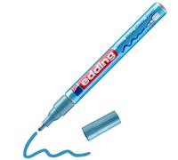 edding 751 Marqueur peinture brillante - bleu clair métallisé - 1 feutre peinture brillante - pointe ronde 1-2mm - pour dessin, coloriage, scrapbooking - étanche, très opaque