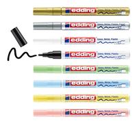 edding 751 Marqueur peinture brillante - multi-couleur métallisé, pastel - 8 feutres peinture brillante - pointe ronde 1-2mm - pour dessin, coloriage, scrapbooking - étanche, très opaque