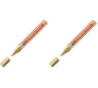 Edding 751 Marqueur peinture brillante - or (métallisé) - 1 feutre peinture brillante - pointe ronde 1-2mm - pour dessin, coloriage, scrapbooking - étanche, très opaque (Lot de 2)