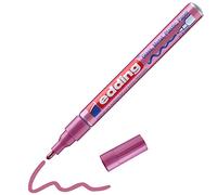 edding 751 Marqueur peinture brillante - rose métallisé - 1 feutre peinture brillante - pointe ronde 1-2mm - pour dessin, coloriage, scrapbooking - étanche, très opaque
