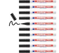 edding 751 marqueur peinture - noir - 10 stylos - pointe ronde 1-2 mm - marqueur de peinture pour l'étiquetage du métal, verre, roche ou du plastique - résistant à la chaleur, permanent et étanche