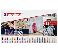 Edding 751 - Set de Marqueurs Peinture - 22 Couleurs avec Boîte de Rangement - Pointe Ronde 1 à 2 mm - Marqueurs Brillants pour Métal, Verre, Pierre et Plastique - Résistants à la Chaleur et à l’Eau