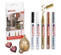 edding 753 marqueurs peinture brillante calligraphie-multi-couleur-5 marqueur peinture-pointe calligraphique 1-2,5 mm-pour verre pierre plastique papier-imperméable, très opaque - lettrage, bujos