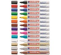 Edding 780 - 9-009 780 Creative - Marqueurs de couleur (0,8 mm), couleur or, argent, Copper, noir, blanc, bleu, rouge et vert 750 surtidos metálico