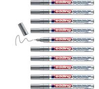 edding Marqueurs peinture brillante 780 – Argent – Lot de 10, pointe extra-fine 0,8 mm