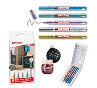 edding 780 Marqueur peinture brillante -or argent bleu vert violet (métallisé) - 5 feutres peinture brillante - pointe extra fine,8 mm - pour dessin, coloriage, scrapbooking - étanche, très opaque