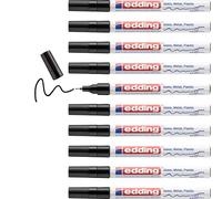 edding 780 Marqueur peinture brilliante - noir - 10 feutres peinture brillante - pointe extra fine 0,8 mm - pour dessin, coloriage, scrapbooking - étanche, très opaque