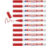 edding 780 marqueur peinture - rouge - 10 stylos - pointe ronde,8 mm - marqueur de peinture pour l'étiquetage du métal, verre, roche ou du plastique - résistant à la chaleur, permanent et étanche
