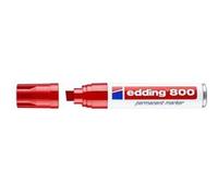 edding 800 Marqueur permanent - rouge - 5 stylos - pointe biseautée 4-12 mm - pour des marquages larges - sèche vite, résiste à l'eau et aux frottements - pour carton, plastique, bois, métal, verre