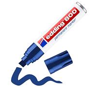 edding 800 Marqueur permanent - bleu - 1 stylo - pointe biseautée 4-12 mm - pour des marquages larges - sèche vite, résiste à l'eau et aux frottements - pour carton, plastique, bois, métal, verre