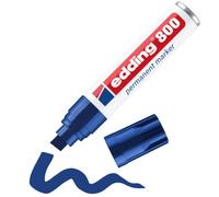 edding 800 Marqueur permanent - bleu - 1 stylo - pointe biseautée 4-12 mm | pour des marquages larges - sèche vite, résiste à l'eau et aux frottements - pour carton, plastique, bois, métal, verre