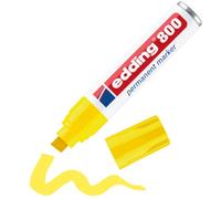 edding 800 Marqueur permanent - jaune - 1 stylo - pointe biseautée 4-12 mm | pour des marquages larges - sèche vite, résiste à l'eau et aux frottements - pour carton, plastique, bois, métal, verre