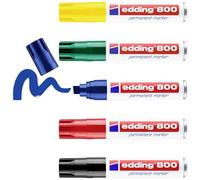 edding Marqueur permanent 800 – multicolore, 5 stylos, pointe biseautée 4-12 mm