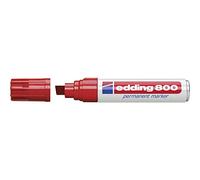 edding 800 Marqueur permanent - rouge - 1 stylo - pointe biseautée 4-12 mm - pour des marquages larges - sèche vite, résiste à l'eau et aux frottements - pour carton, plastique, bois, métal, verre