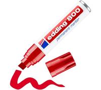 Edding 800 Marqueur Permanent - Rouge - 1 Stylo - Pointe Biseautée 4-12 Mm - Pour Des Marquages Larges - Sèche Vite, Résiste À L'eau Et Aux Frottements - Pour Carton, Plastique, Bois, Métal, Verre
