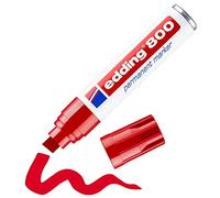 edding 800 Marqueur permanent - rouge - 1 stylo - pointe biseautée 4-12 mm - pour des marquages larges - sèche vite, résiste à l'eau et aux frottements - pour carton, plastique, bois, métal, verre